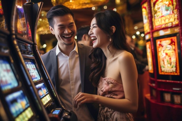 Live dealer studio with blackjack table and multilingual host